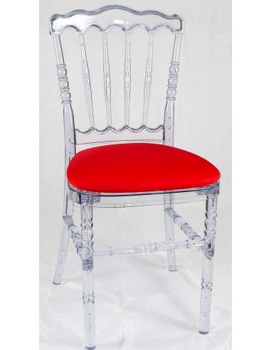 Location de chaise napoléon transparente assise rouge